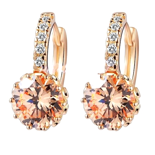 18k Yellow Gold Plated GP Rhinestone & Zircon Pierced Earrings