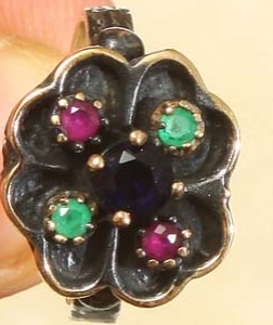 EMERALD RUBY SAPPHIRE 925K STERLING SILVER RING