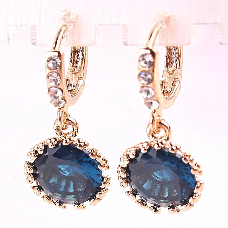 14k Gold Filled Blue Sapphire Dangle Earrings