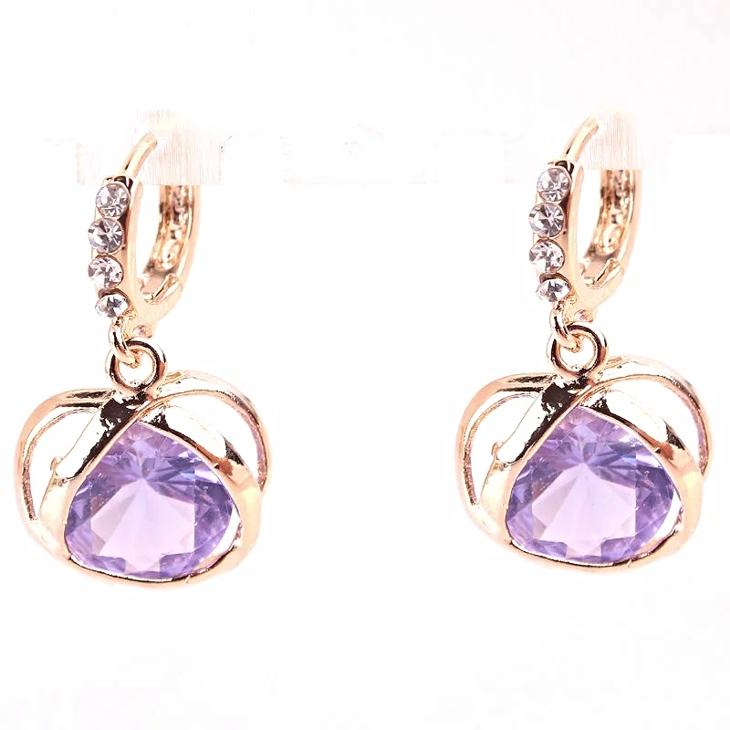 14k Gold Filled Purple Sapphire Hoop Dangle Earrings