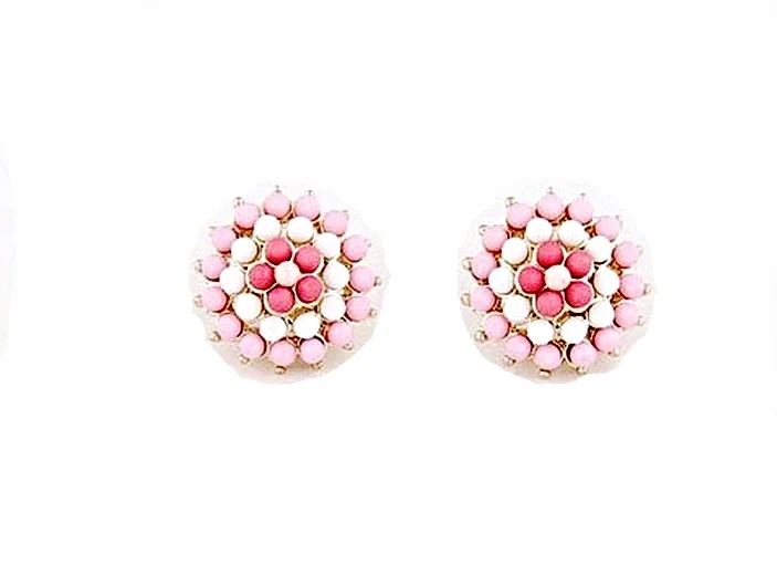 Elegant Gold Tone Cute Pink Sunflower Ear Stud Earring
