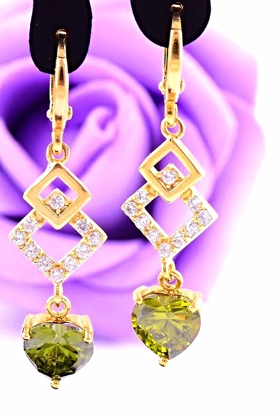 Peridot Gemstone 14K Gold Filled Womens Dangle Hoop Earring