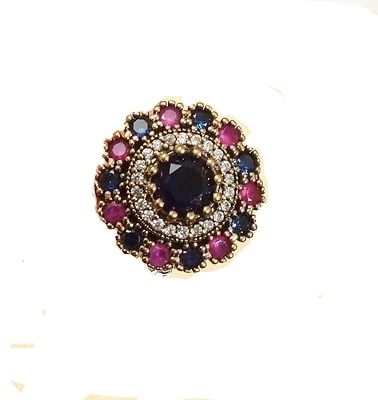 RUBY SAPPHIRE TOPAZ 925K STERLING SILVER RING