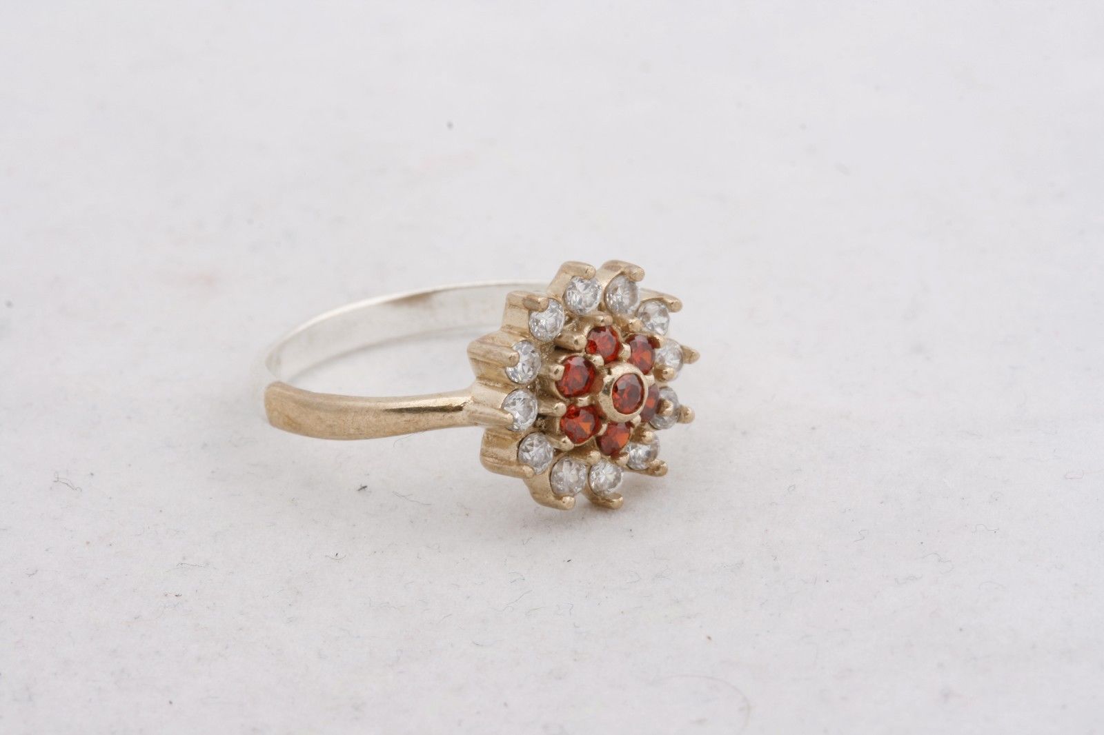 Handmade Round Ruby Topaz 925K Sterling Silver Ring