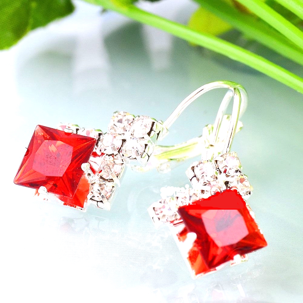 Delicate Ruby Sapphire Gemstone Silver Earrings Jewelry