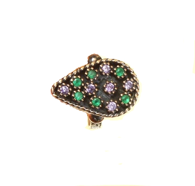 EMERALD TOPAZ 925K STERLING SILVER RING