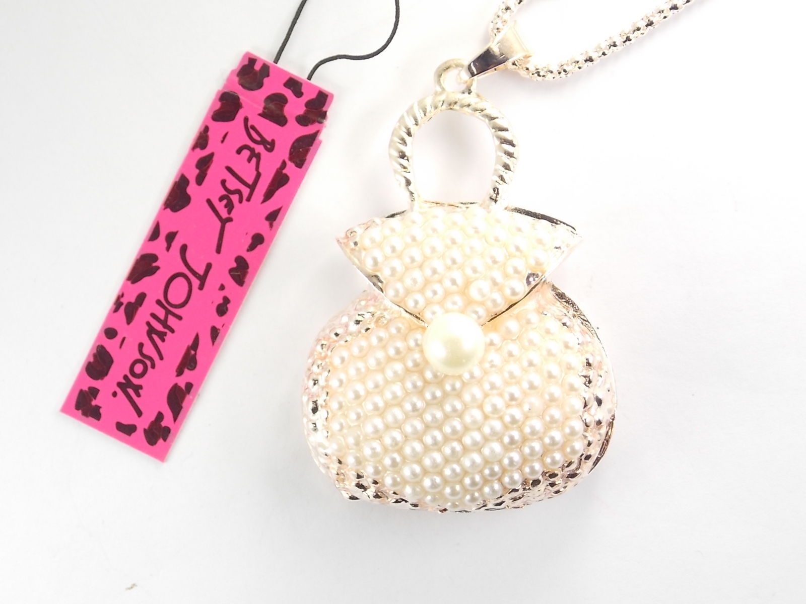 Betsey Johnson Pearl Handbag Pendant Necklace