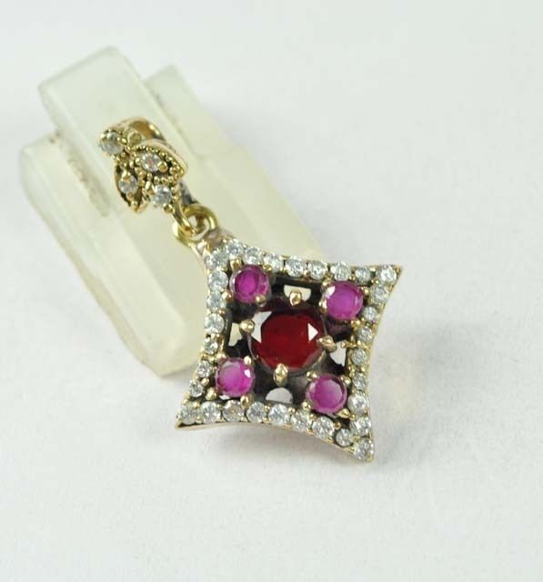 Ruby Topaz 925k Sterling Silver Pendant