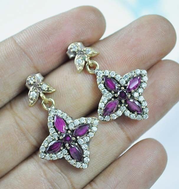 Ruby Topaz 925k Sterling Silver Earrings