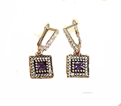 Topaz Amethyst 925k Sterling Silver Earrings