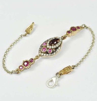 Ruby Topaz 925k Sterling Silver Bracelet