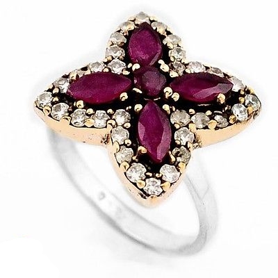 4.58cts Turkish Natural Pink Ruby Topaz 925 Silver Ring