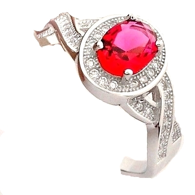 5.73cts Natural Ruby Quartz Topaz 925 Sterling Silver Ring