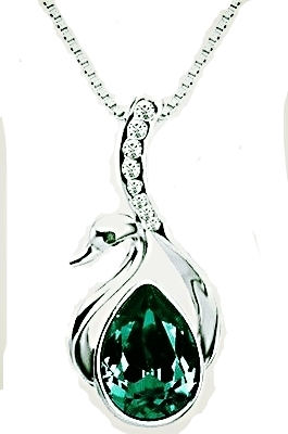 Sapphire and Austrian Crystal 18k White Gold Plated Necklace
