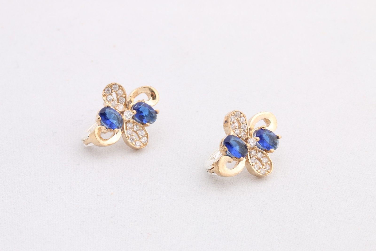 Two Sapphire 925k Sterling Silver Earrings