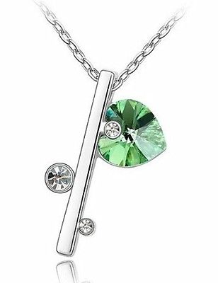 Peridot And Austrian Crystal 18k White GP Necklace Pendant