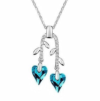Sapphire And Austrian Crystal Hearts 18k Gold Plated