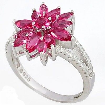 6.24cts Red Ruby Quartz Topaz 925 Sterling Silver Ring