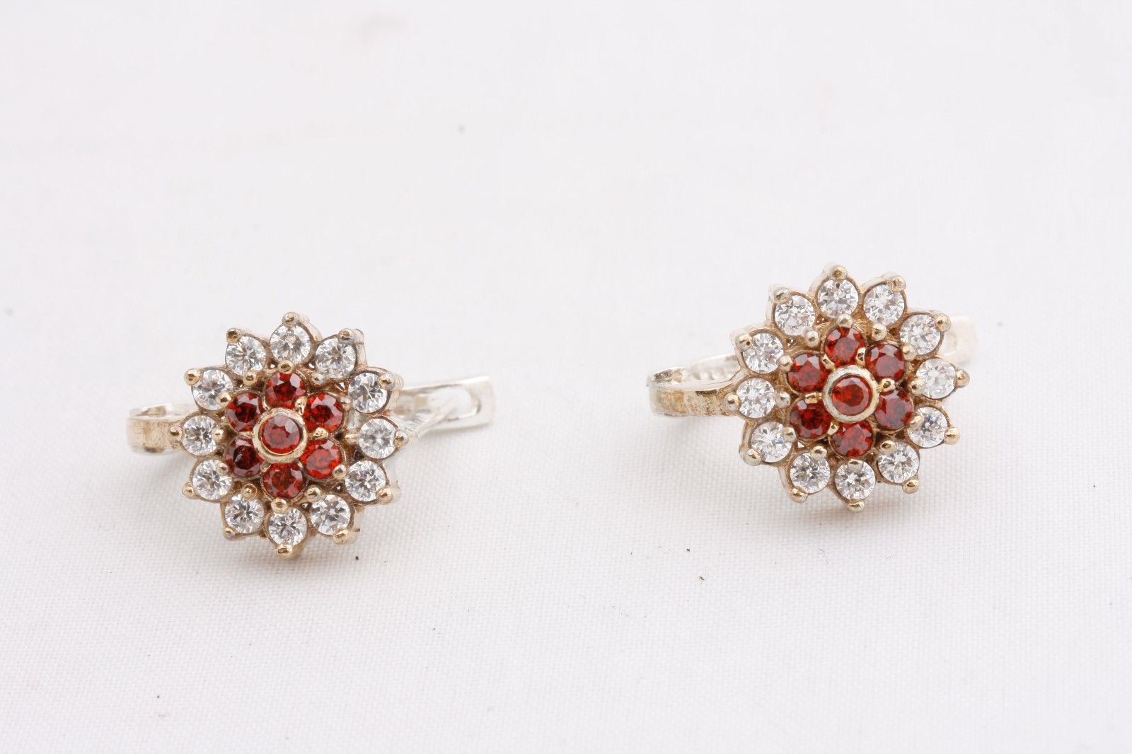 Handmade Round Ruby Topaz 925k Sterling Silver Earrings