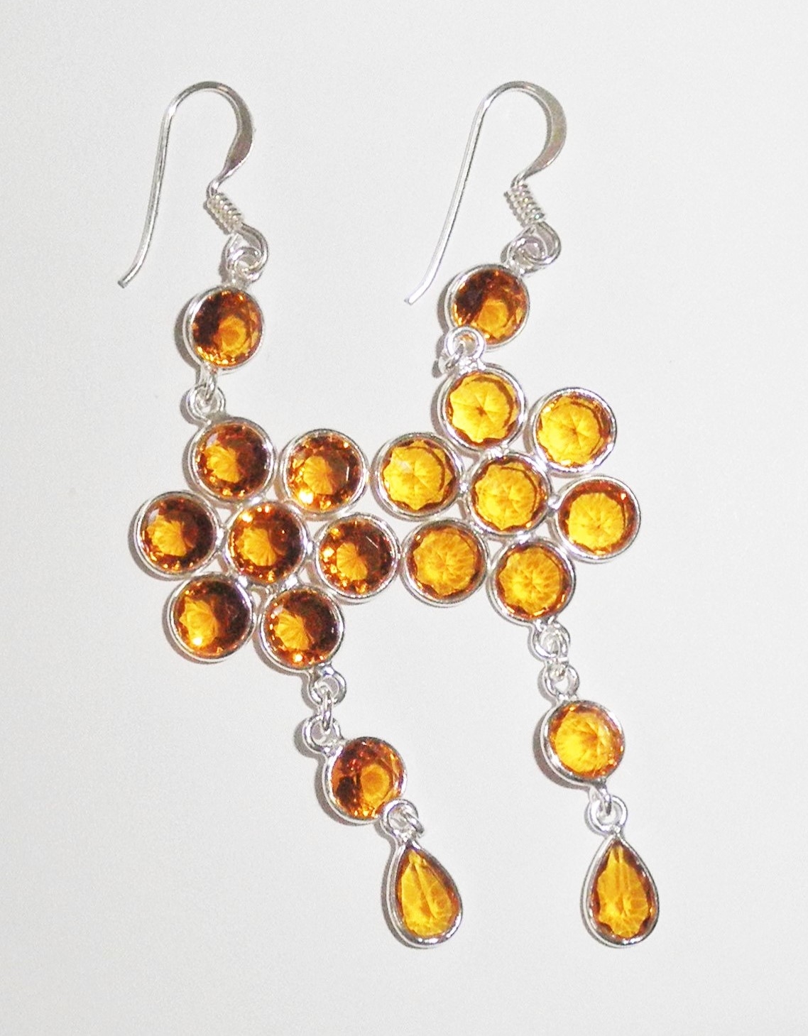 16.3cts Orange Citrine Quartz 825 Sterling Silver Earrings