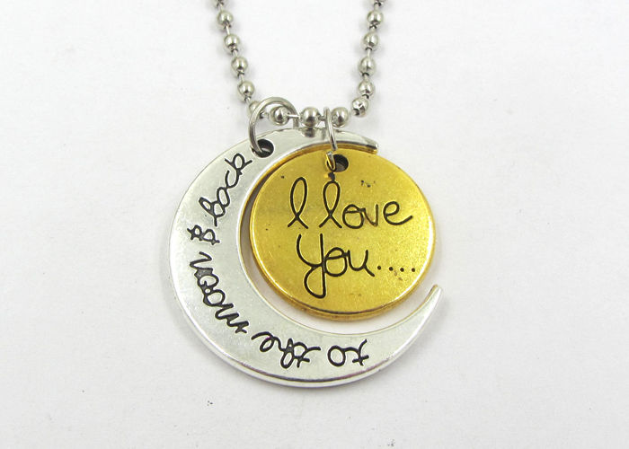 I Love You To The Moon And Back Necklace Pendant Gold/Silver