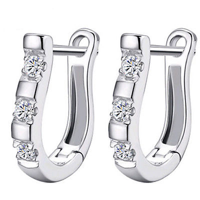925 Sterling Silver White Gemstone Hoop Earrings