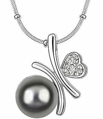 Pearl & Austrian Crystal 18k White Gold Plated Necklace