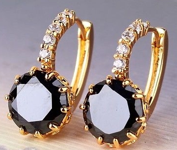 24k Yellow Gold filled Black Sapphire Earrings