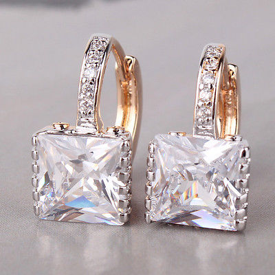 Amazing White Swarovski Crystal 18k Gold Filled Earrings