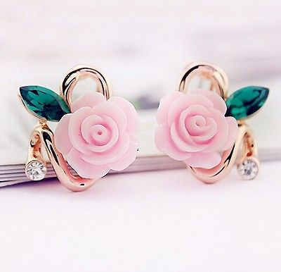 10k Rose Gold Filled AAA CZ Crystal Earrings Stud