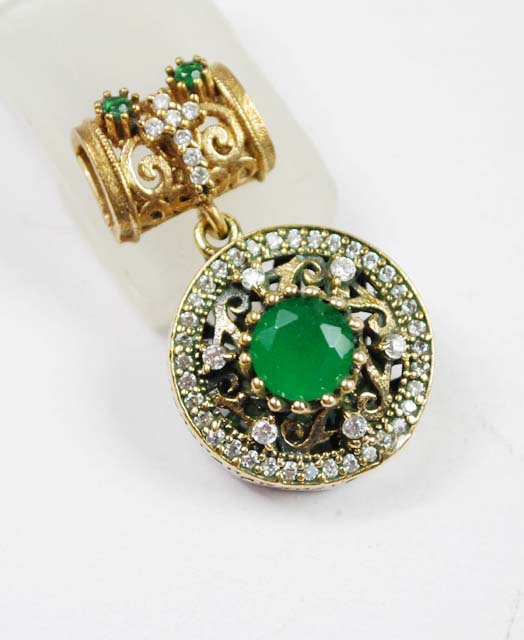 Emerald Topaz 925k Sterling Silver Pendant