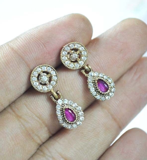Ruby Topaz 925k Sterling Silver Earrings