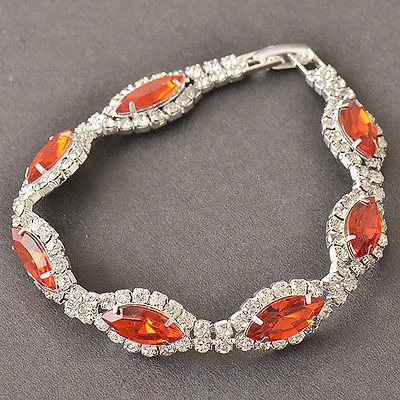 Brilliant 925 Sterling Silver Red Cubic Zirconia Bracelet