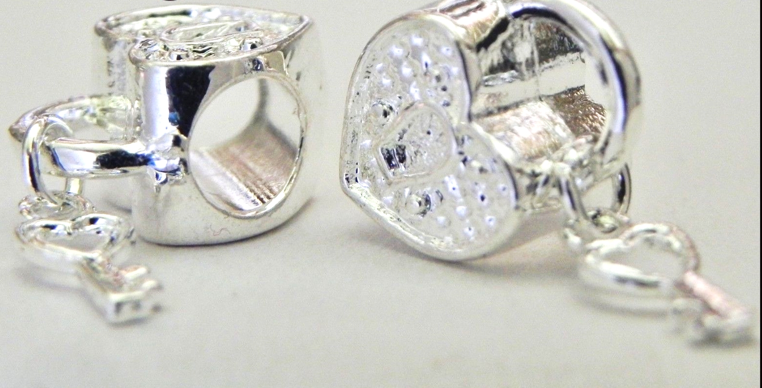 Heart & Key Spacer Charms Fits Jewelry