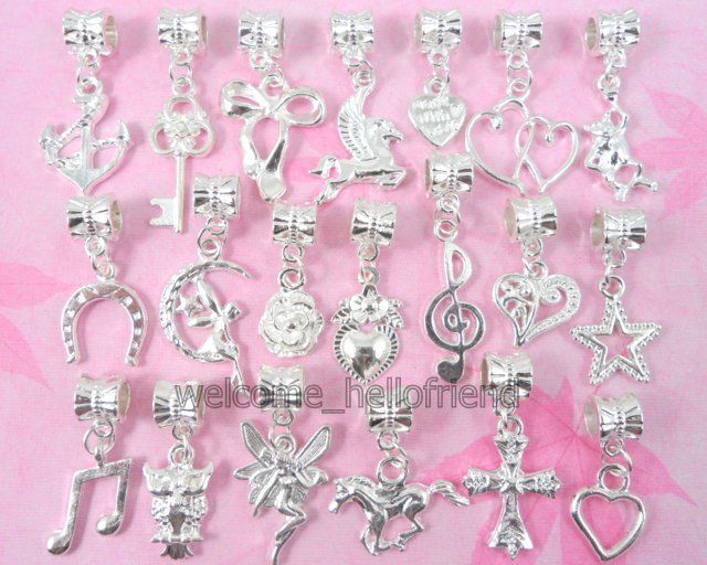 20pcs Silver Plated Mix Dangle Charms Fit Bracelet
