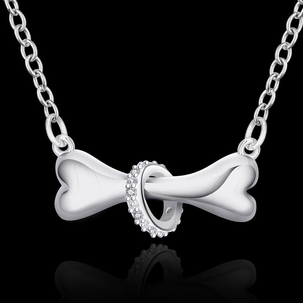Dog Bone Pendant Chain Necklace Cute Silver Plated