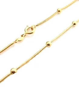 24k Gold Plated Necklace Snake w/Beads Chain Fashion Jewelry 18" 45cm