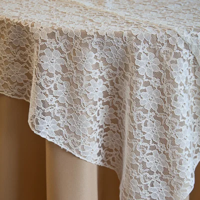Ivory Lace, Small Floral Pattern Available In: 84" Square, Runners and Sashes