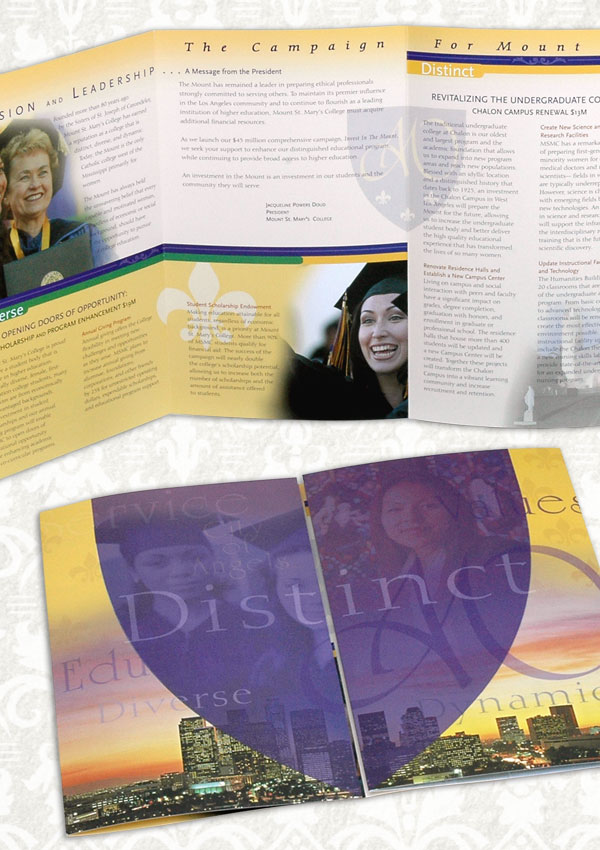 Press Kit Includes: Subject Specific Brochures , Scholarship Brochure, Mount Fund Brochure, Stationary System, Logo Event Invitations. 