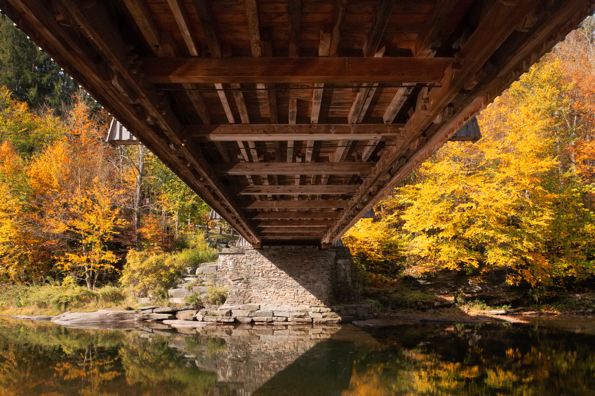 Underneath the Beaverkill Covered Bridge, Sullivan County, NY