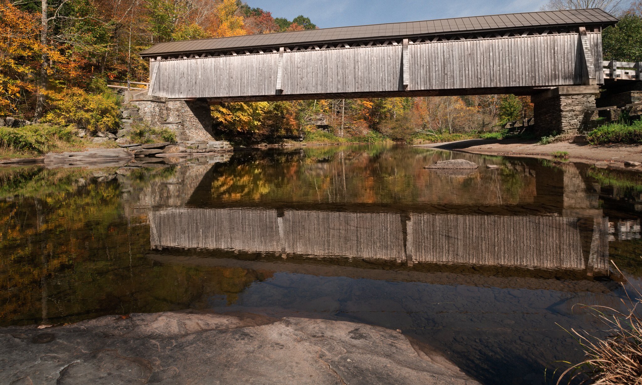  Beaverkill Covered Bridge in Beaverkill State Park near Roscoe, Sullivan County, NY.  Built in 1866. 