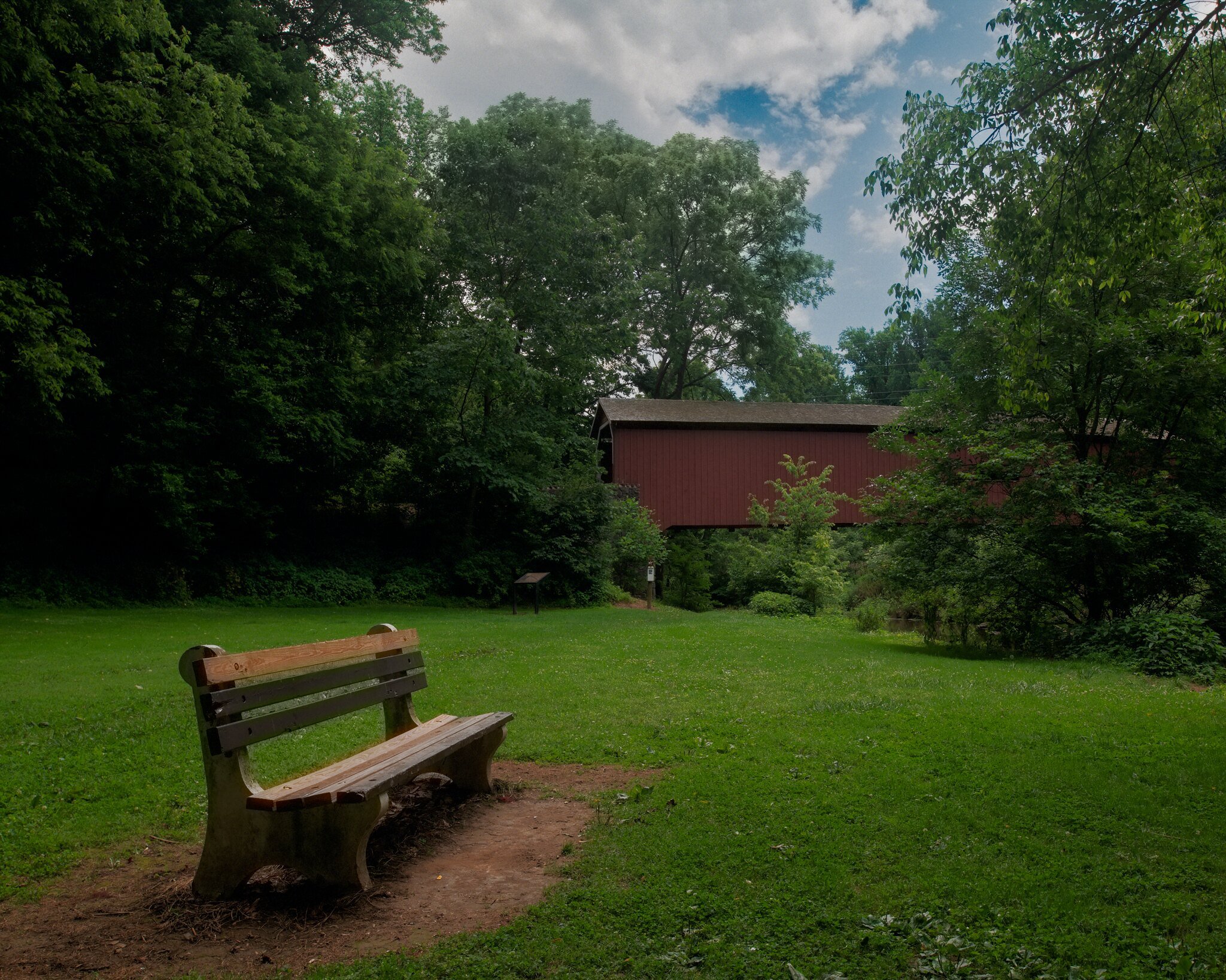  Kurtz's Mill Covered Bridge in Lancaster City Park, Lancaster County, PA.  originally built in 1876 then later moved and rebuilt in the park in 1973 after HUrricane Agnes.  