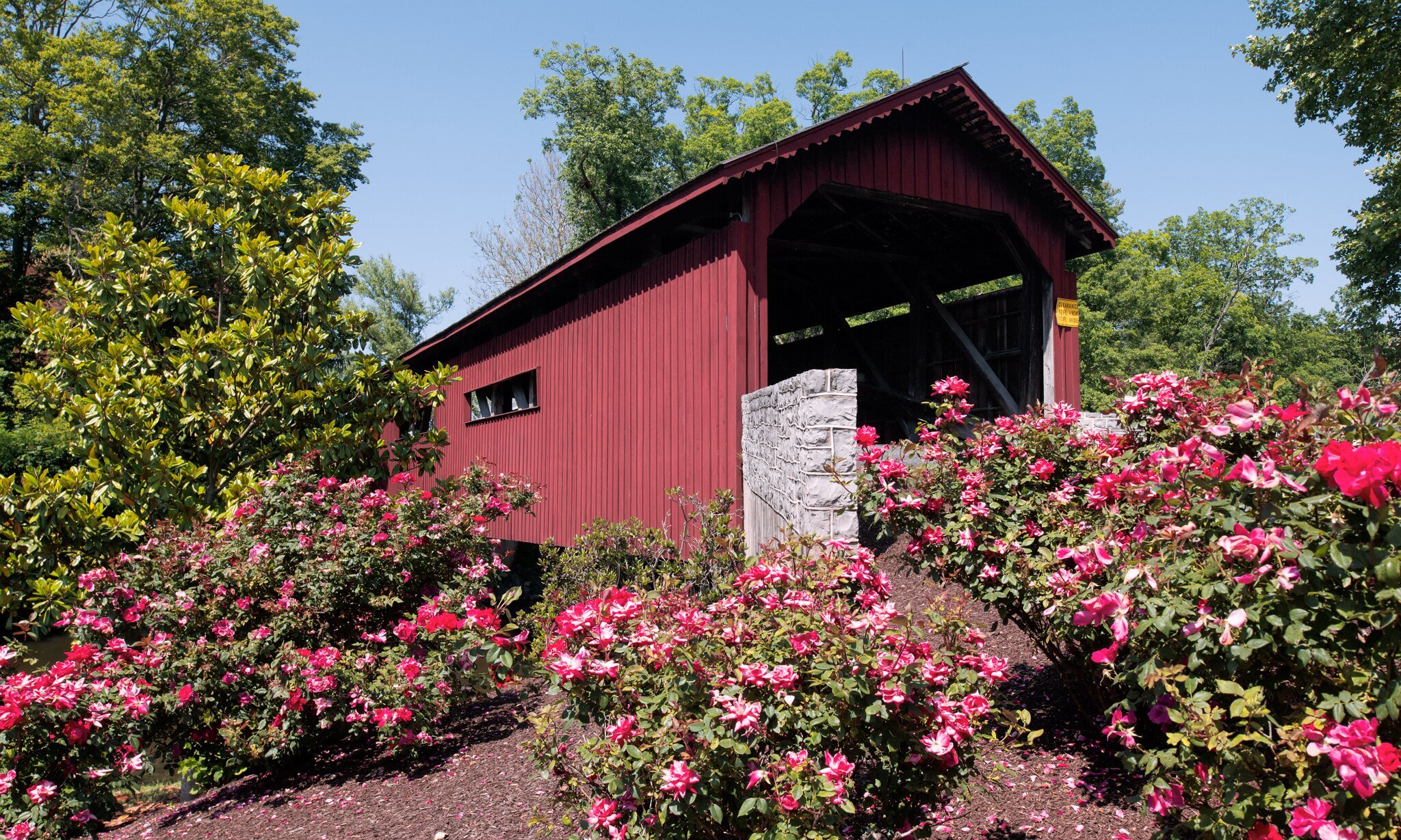  Bowmansdale Covered Bridge in Bowmansdale, Cumberland County, PA.  Originally built in 1867 and moved and reconstructed at Messiah College in 1970-72.  