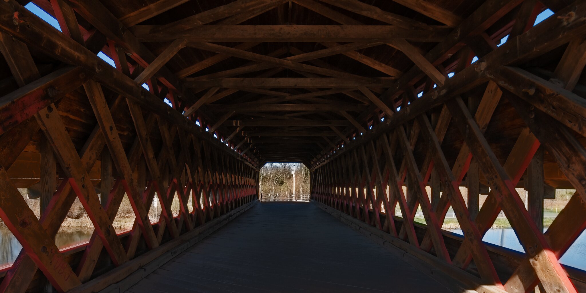  Inside Sachs Covered Bridge in Gettysburg, Adams County, PA.  Built in 1854 and restored in 1997 after a flood.  