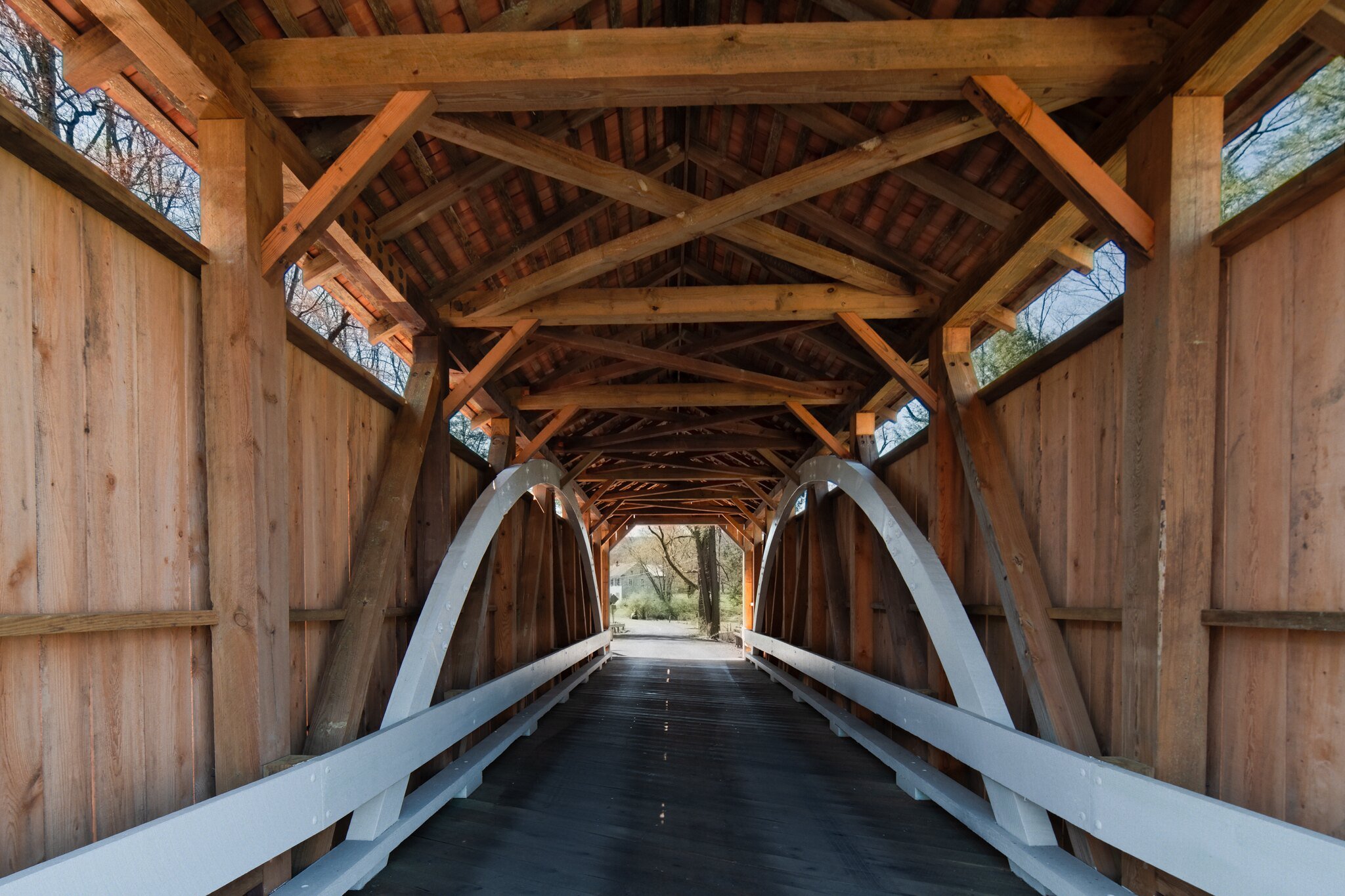  Inside Zimmerman Covered Bridge in Schuylkill County, PA.  Originally built in the 1870s and later rebuilt in 2024. 