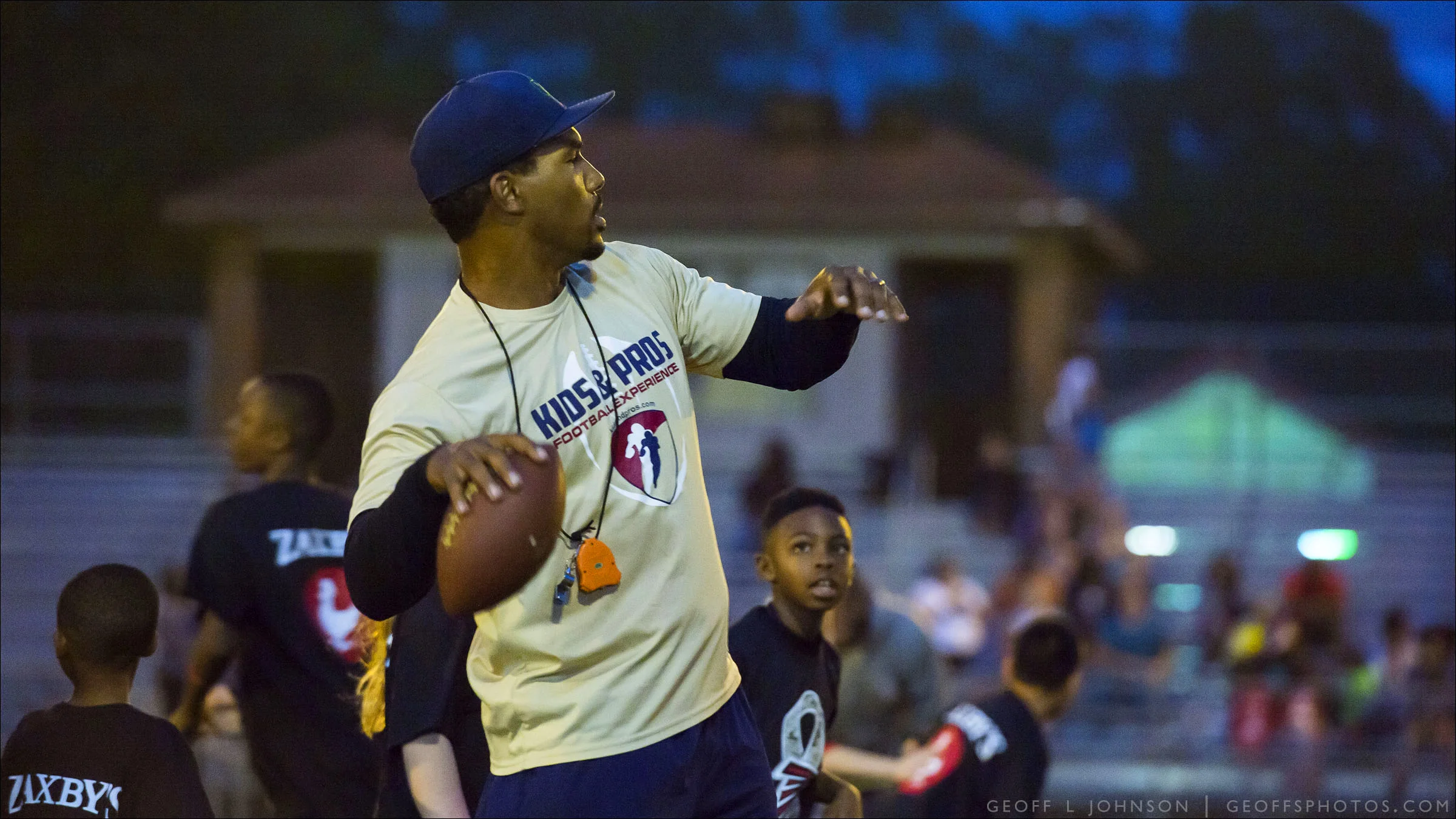 Kids & Pros Inc. Salute to Service Football Youth Clinic, with former Atlanta Falcons Buddy Curry and Bobby Butler.