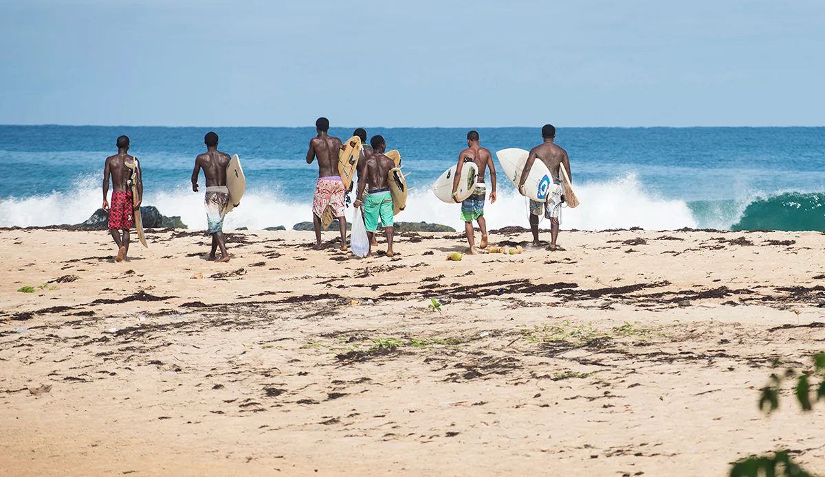 Vast stretches of sandy beaches and breaking Atlantic surf made 'surf' play amongst Coastal West African children a natural extension of their childhood. The idea that adults invented swimming in the waves, body surfing, prone paddling or surfing elsewhere in the world, such as Polynesia, simply satisfies a lust to fuel the romanticism of this region, West Africa is simply not as palatable to our mindset. I grew up in West Africa (Nigeria and Sierra Leone) so I speak with first hand experience of seeing this in action. 