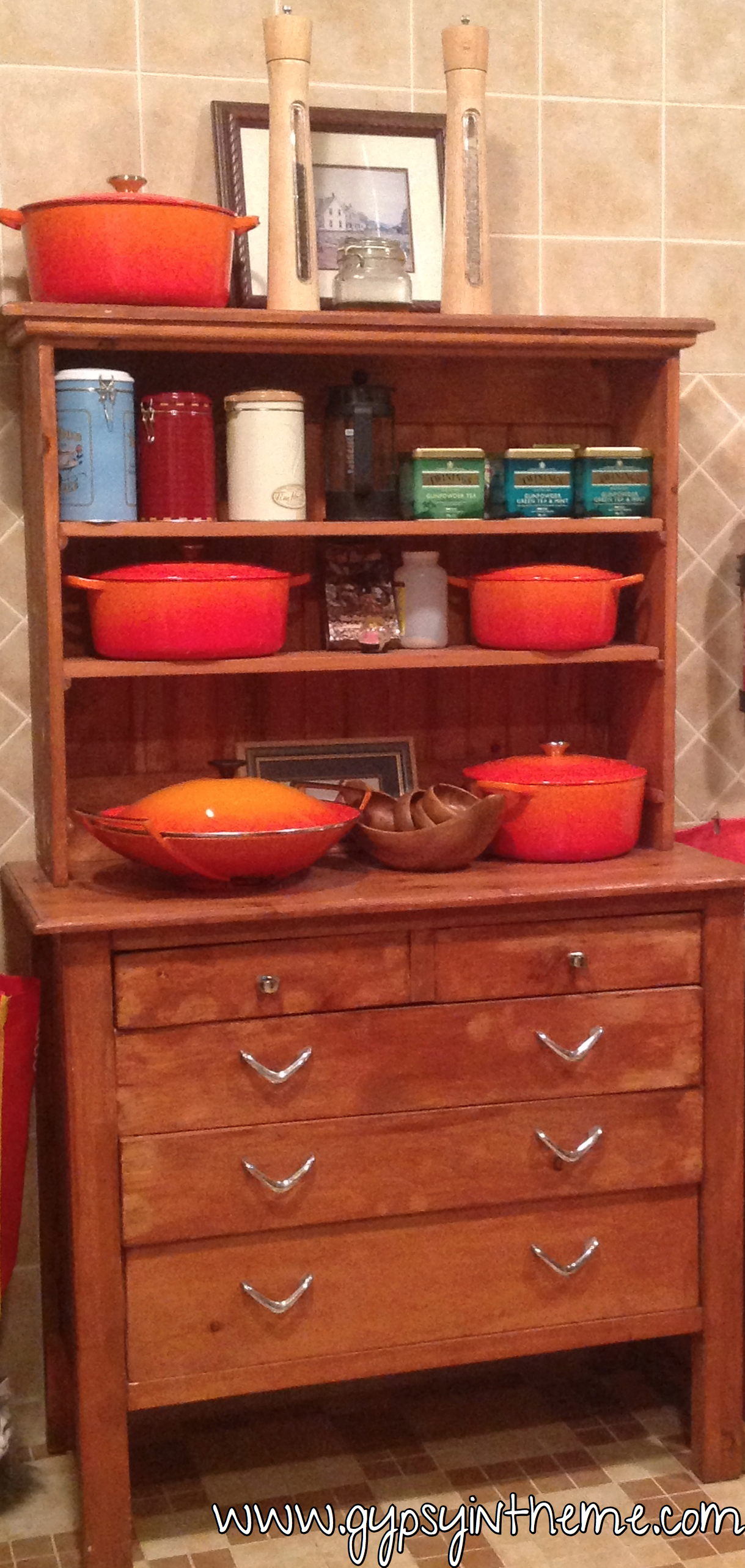 The hutch my dad's hands made. Such perfection in crude carpentry. So much love and so many memories etched in that simple wood and glue.