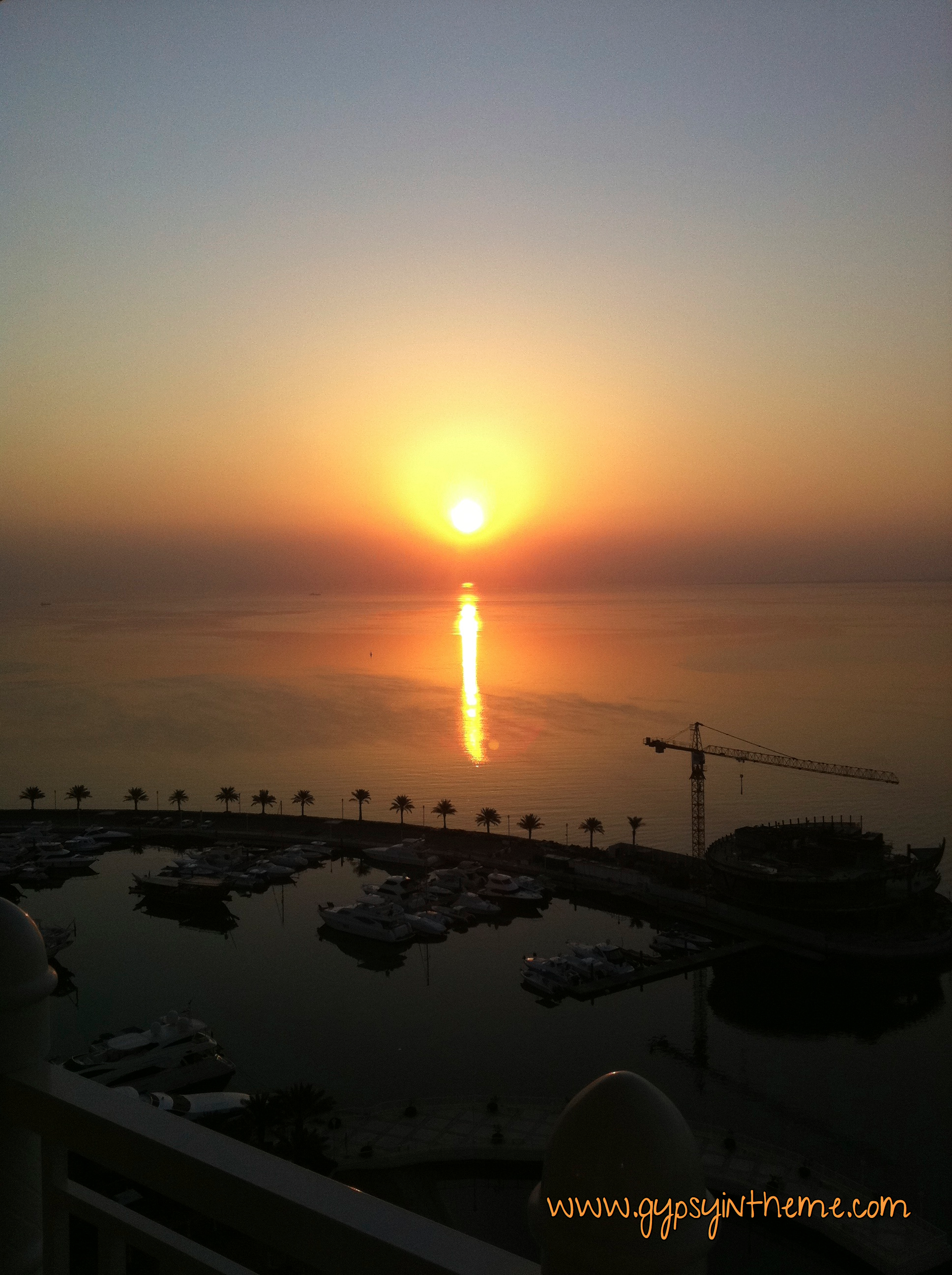 Marina at sunset as seen from the Four Seasons Hotel in Doha. 