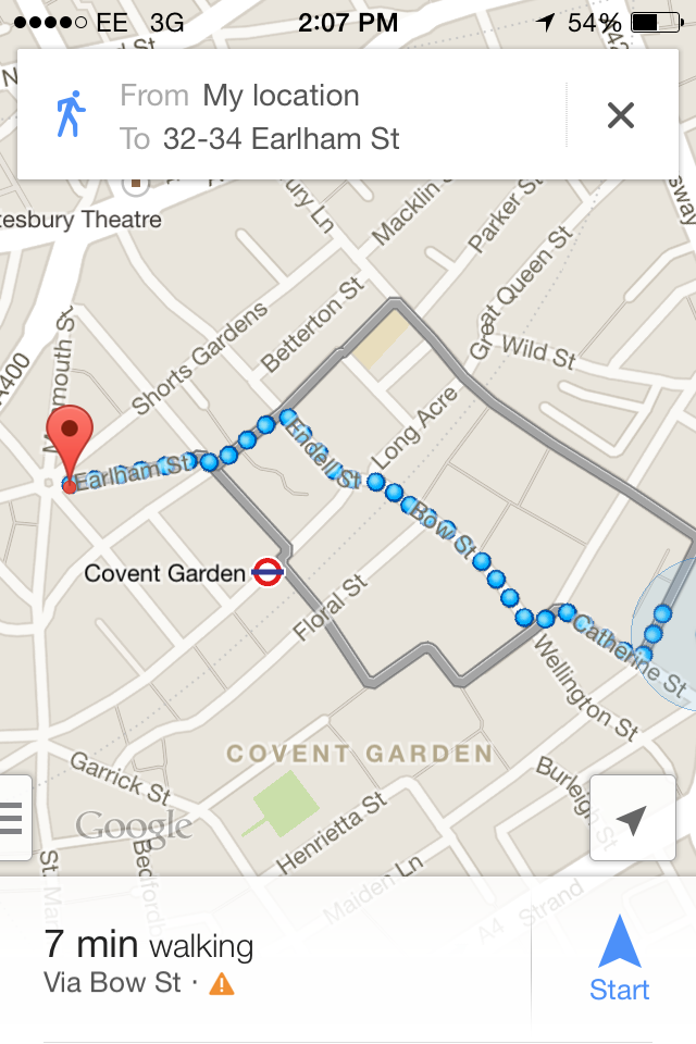 Directions from the Waldorf to "Matilda".
